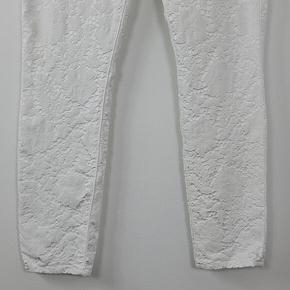 JEN7 by 7 For All Mankind White Lace Ankle Skinny Jeans Size 4 FLAWED - Picture 6 of 14